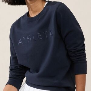 New Athleta Logo Fleece Crewneck Sweatshirt Size XS